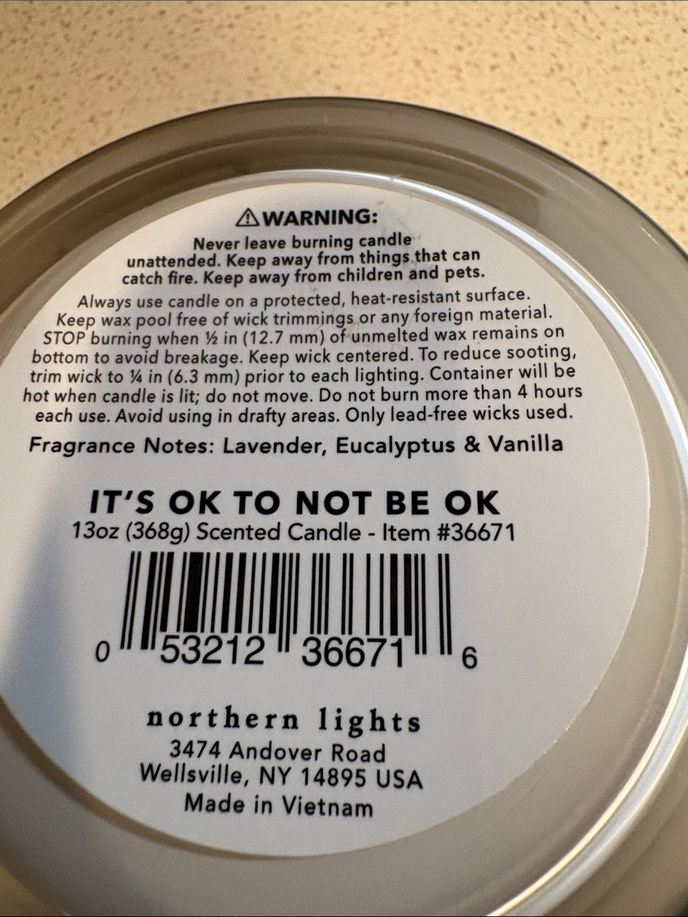 White & Black 'It's Ok To Not Be Ok' Scented Candle - - Picture 3 of 3